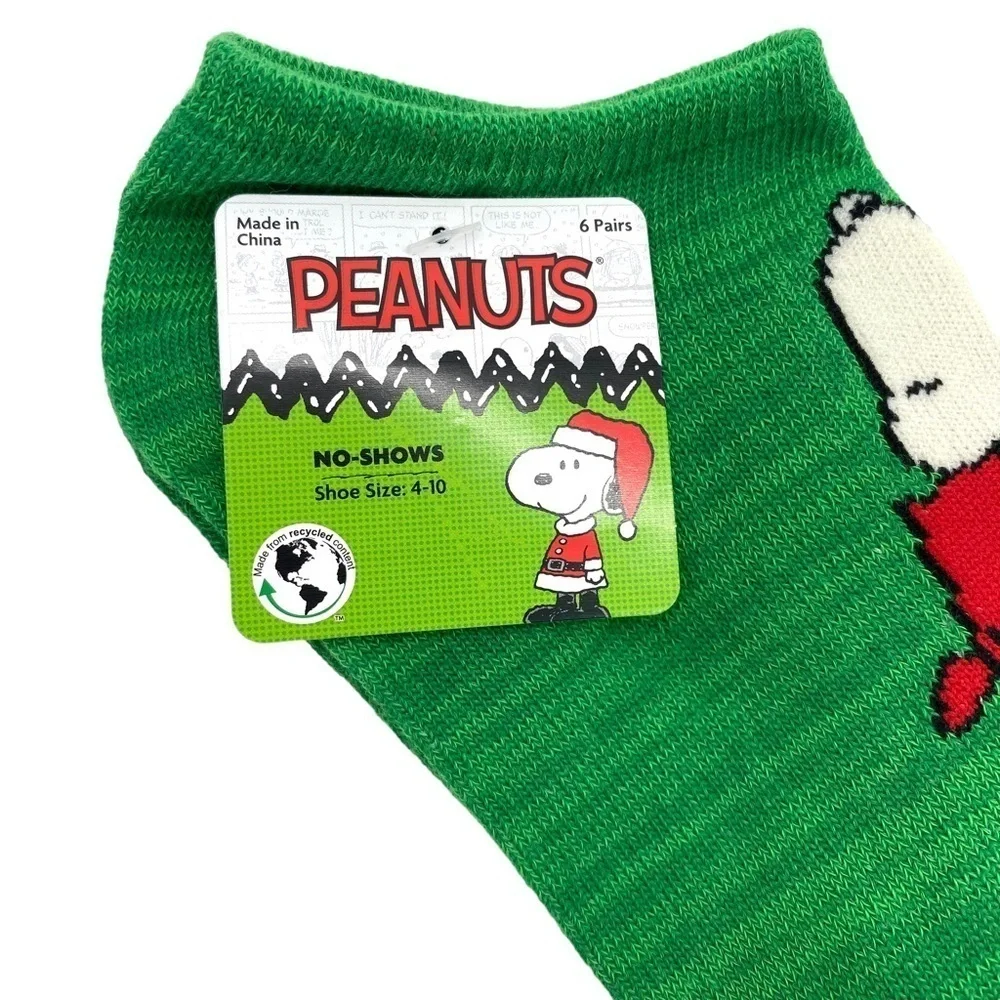 Peanuts Snoopy No Show Socks 6 Pairs